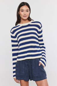 Velvet Maxine Sweater - Ecru/Navy