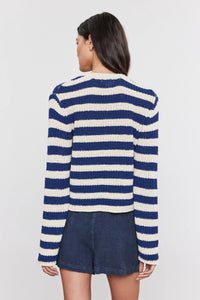 Velvet Maxine Sweater - Ecru/Navy