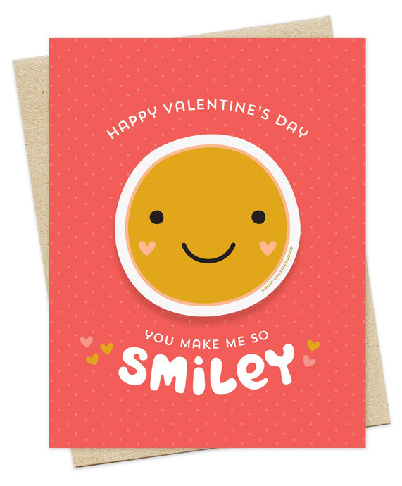 Night Owl Paper Goods Smiley Sticker Valentine's Day Card