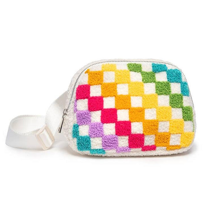 Living Royal Adjustable Belt Bag - Rainbow Checkered