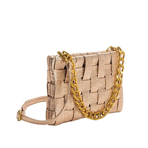 Melie Bianco Mimie Recycled Vegan Crossbody Bag - Champagne Metallic