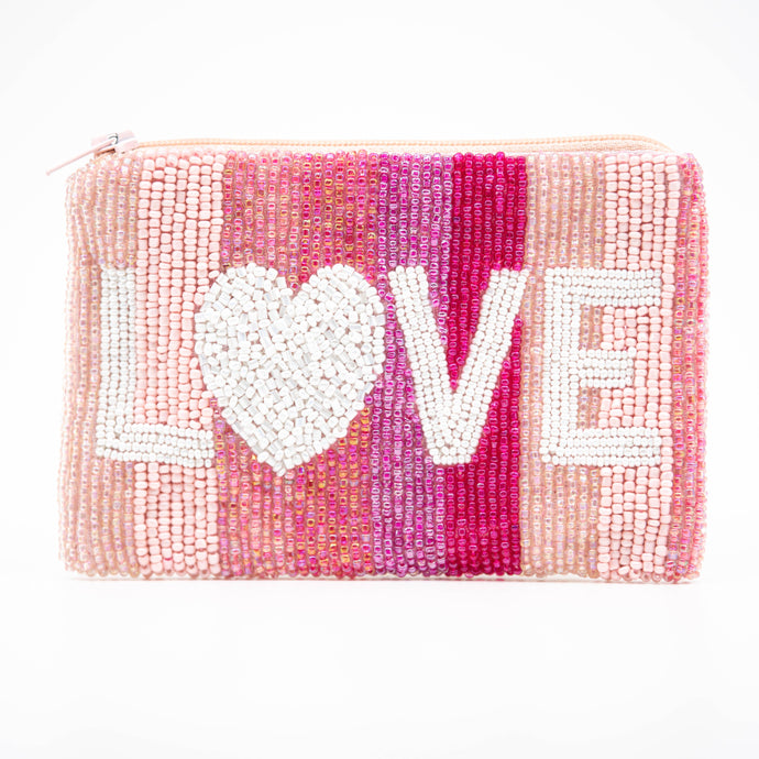 Tiana Designs Beaded Coin Purse - Pink Ombre Stripe Love