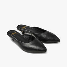 Load image into Gallery viewer, Beek Dipper Leather Kitten Heel Mule - Black
