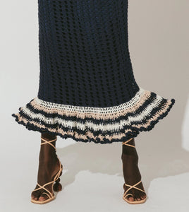 Cleobella Drew Hand Crochet Midi Dress - Navy/Ivory