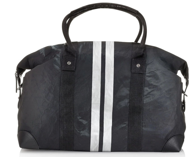 Hi, Love Travel he Weekender Bag - Shimmer Black w/White Stripe