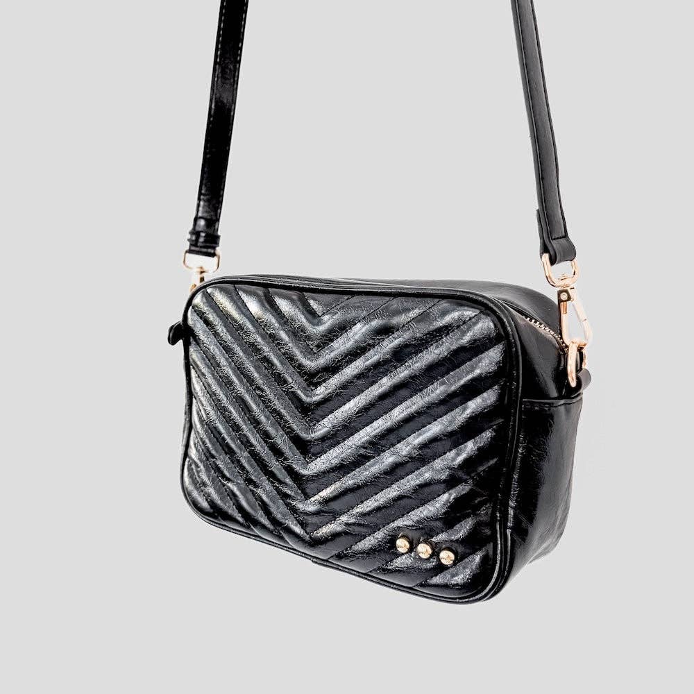 Pretty Simple Coco Quilted Camera Crossbody Bag - Black