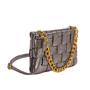 Melie Bianco Mimie Recycled Vegan Crossbody Bag - Pewter Metallic