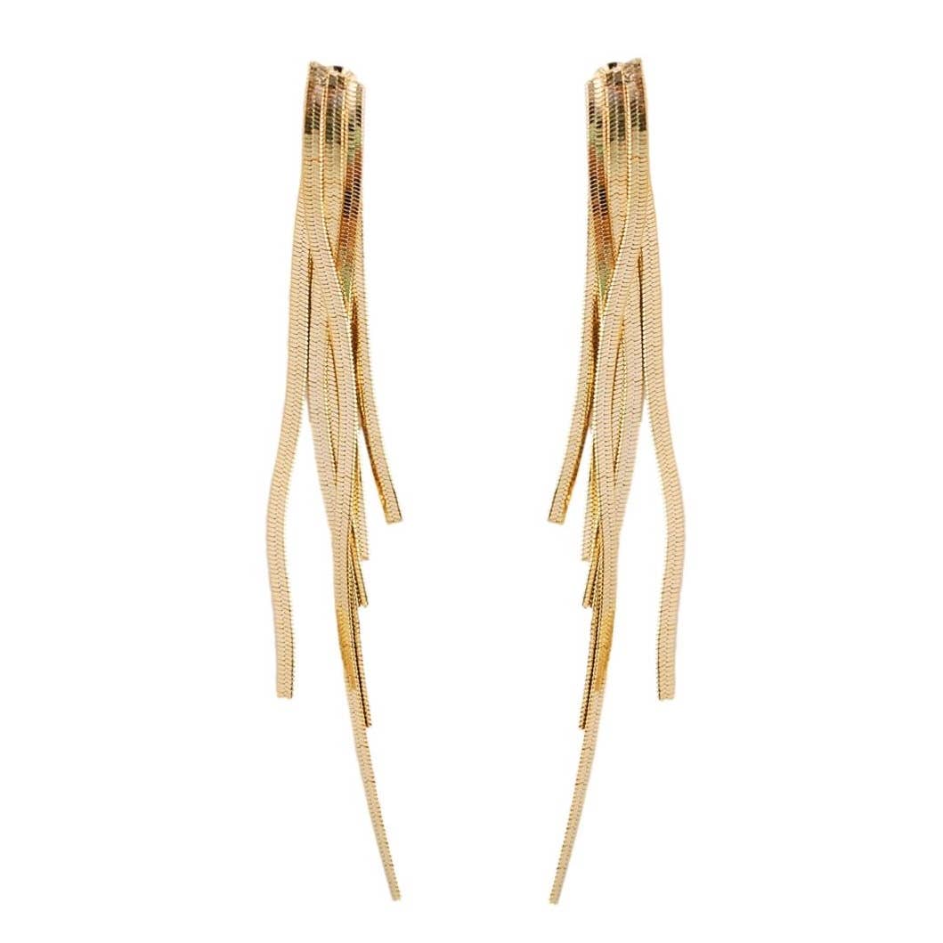 St Armands Designs of Sarasota Skinny Gold Cascading Tassel Earrings