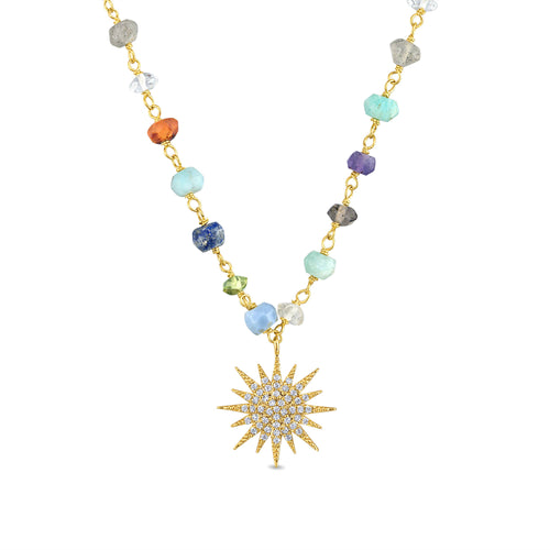 Amelia Rose Jewelry Sunburst Rainbow Necklace