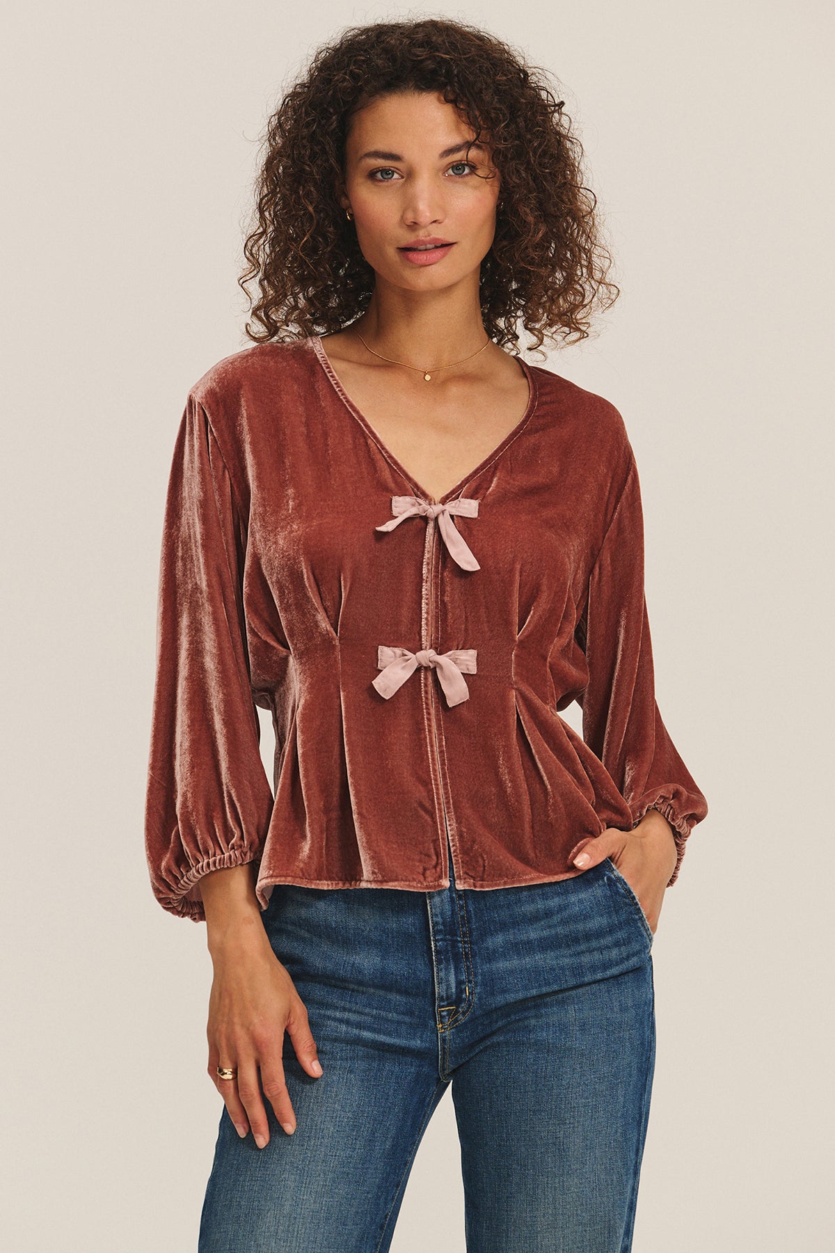 Velvet Elida Top - Rose Gold