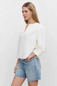 Velvet Corina Embroidered Cotton Top - White