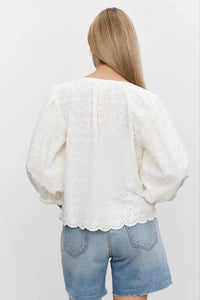 Velvet Corina Embroidered Cotton Top - White