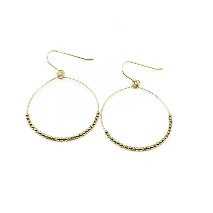 erin gray Gold-Filled Simple Beaded Hoop Danglers  - Gold