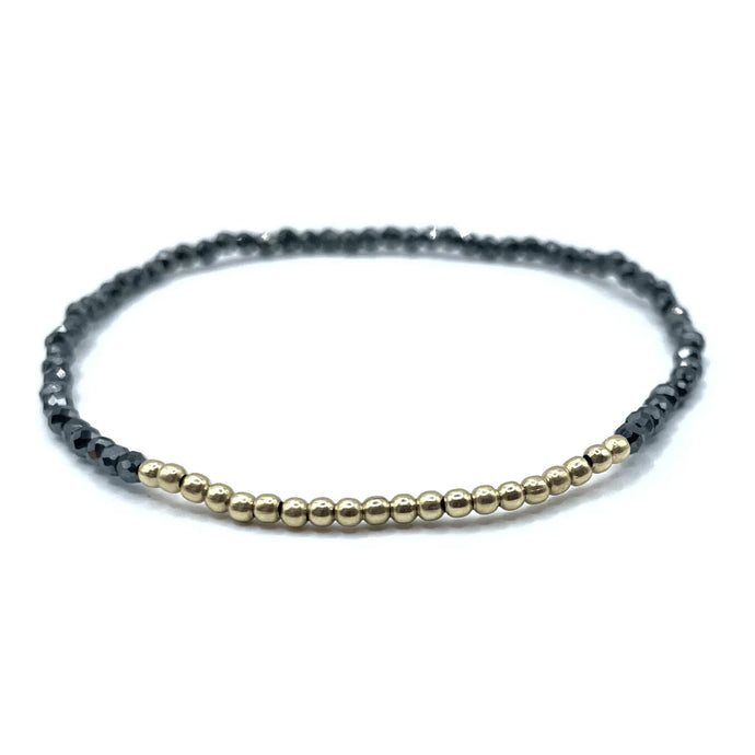 erin gray Karma Mini Simple Stretch Bracelet - Pyrite & Gold Filled Beads