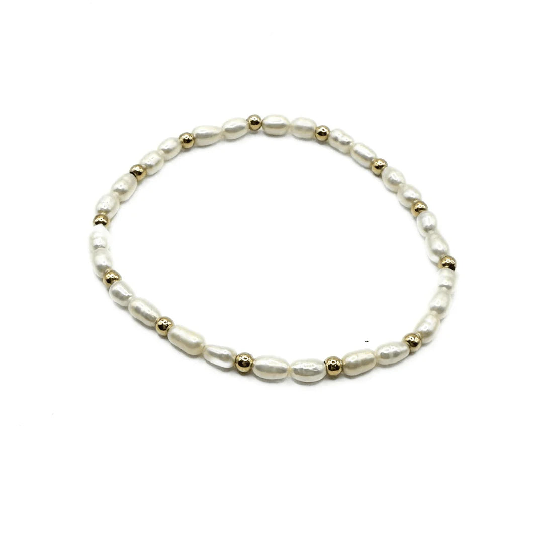 erin gray Rice Pearl Bracelet with 3mm 14k Gold-Filled Beads