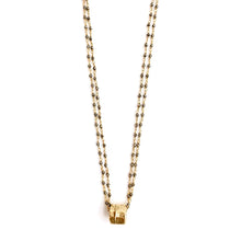 Load image into Gallery viewer, erin gray Small Gold Barrel on Double Pyrite Necklace