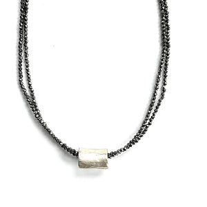 erin gray Barrel on Double Pyrite Beaded Necklace