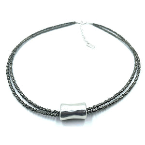erin gray Barrel on Double Pyrite Beaded Necklace