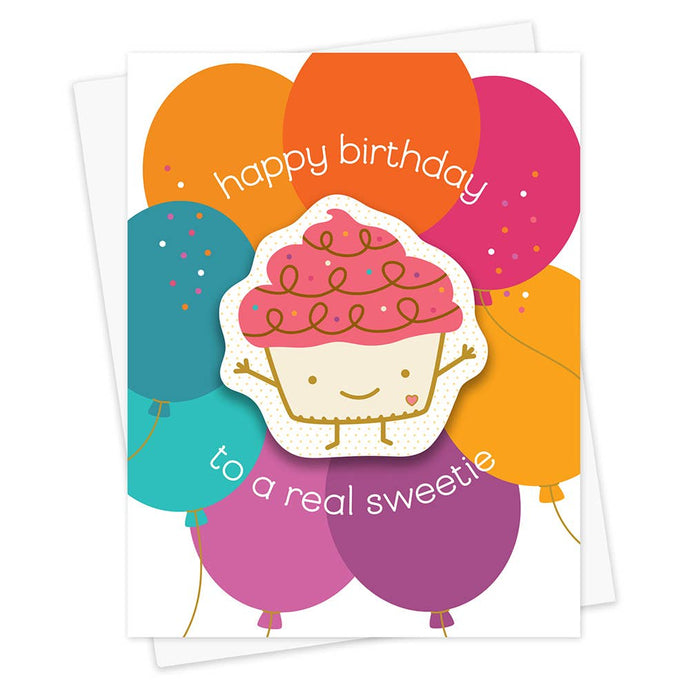 Night Owl Paper Goods Sweet Cupcake Sticker Birthday Card