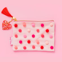 Load image into Gallery viewer, Taylor Elliott Designs Red + Pink Pom-Pom Medium Pouch