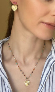 Amelia Rose Jewelry Rainbow Heart Charm Necklace