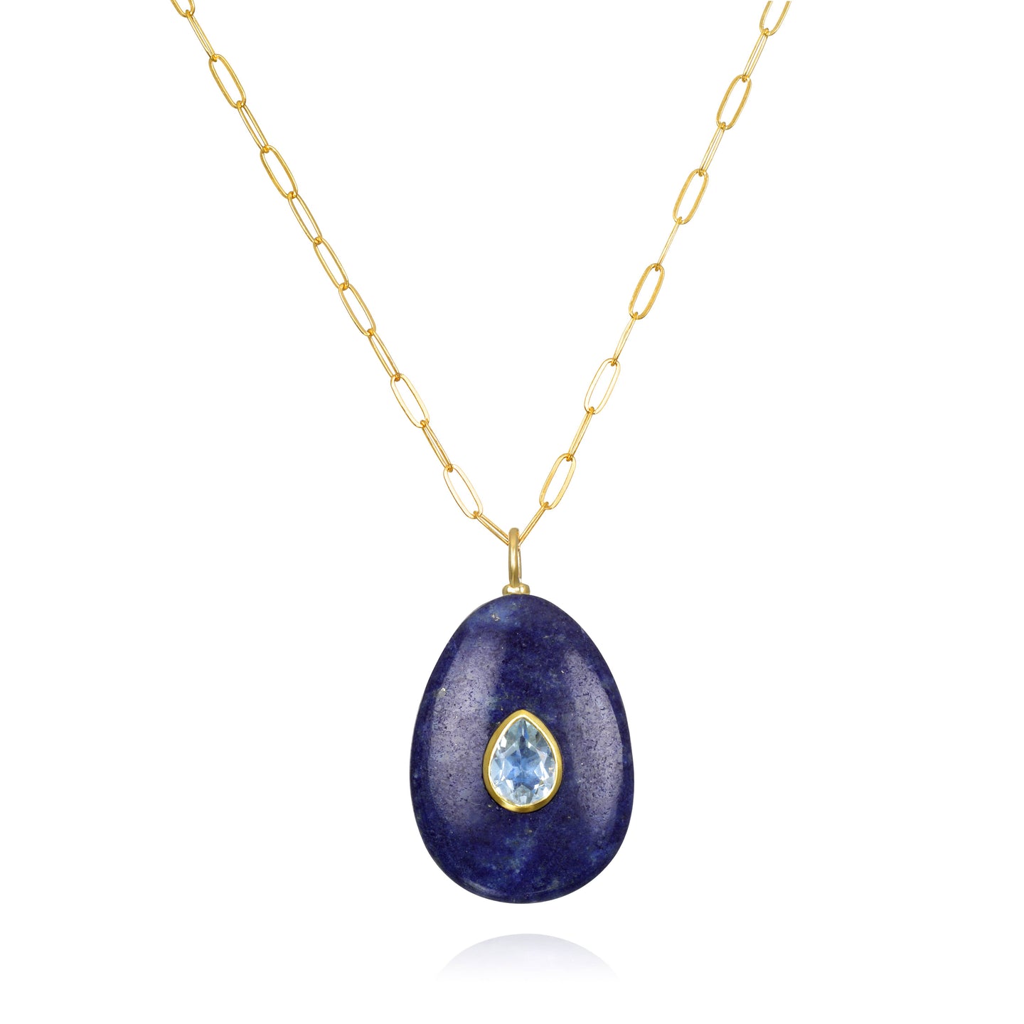 Amelia Rose Jewelry Lapis and Blue Topaz Pear Pendant Necklace