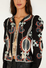 Load image into Gallery viewer, Farm Rio Fantasy Multicolor Long Sleeve Top - Black