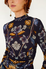 Load image into Gallery viewer, Farm Rio Golden Nature Jersey Blouse - Navy Blue