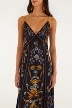 Load image into Gallery viewer, Farm Rio Golden Nature Maxi Slip Dress - Navy Blue