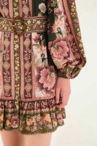 Farm Rio Flowering Garden Tree Mini Dress - Green