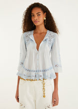 Load image into Gallery viewer, Farm Rio Richelieu Short Sleeve Blouse - Light Blue