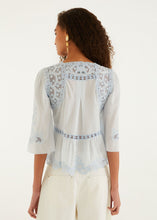 Load image into Gallery viewer, Farm Rio Richelieu Short Sleeve Blouse - Light Blue