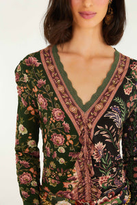 Farm Rio Winter Garden Mix Long Sleeve Blouse