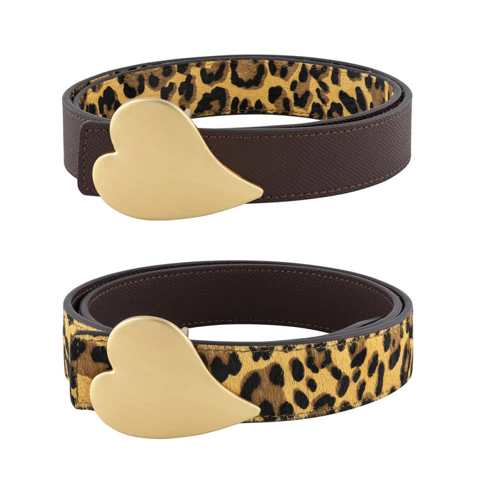 Reversible Heart Belt - Leopard