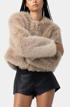 Load image into Gallery viewer, BLANKNYC Prime Asset Collarless Fur Jacket - Sand