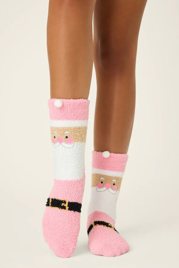 P.J. Salvage Cozy Crew Holiday Socks with Grippers - 4 Colors