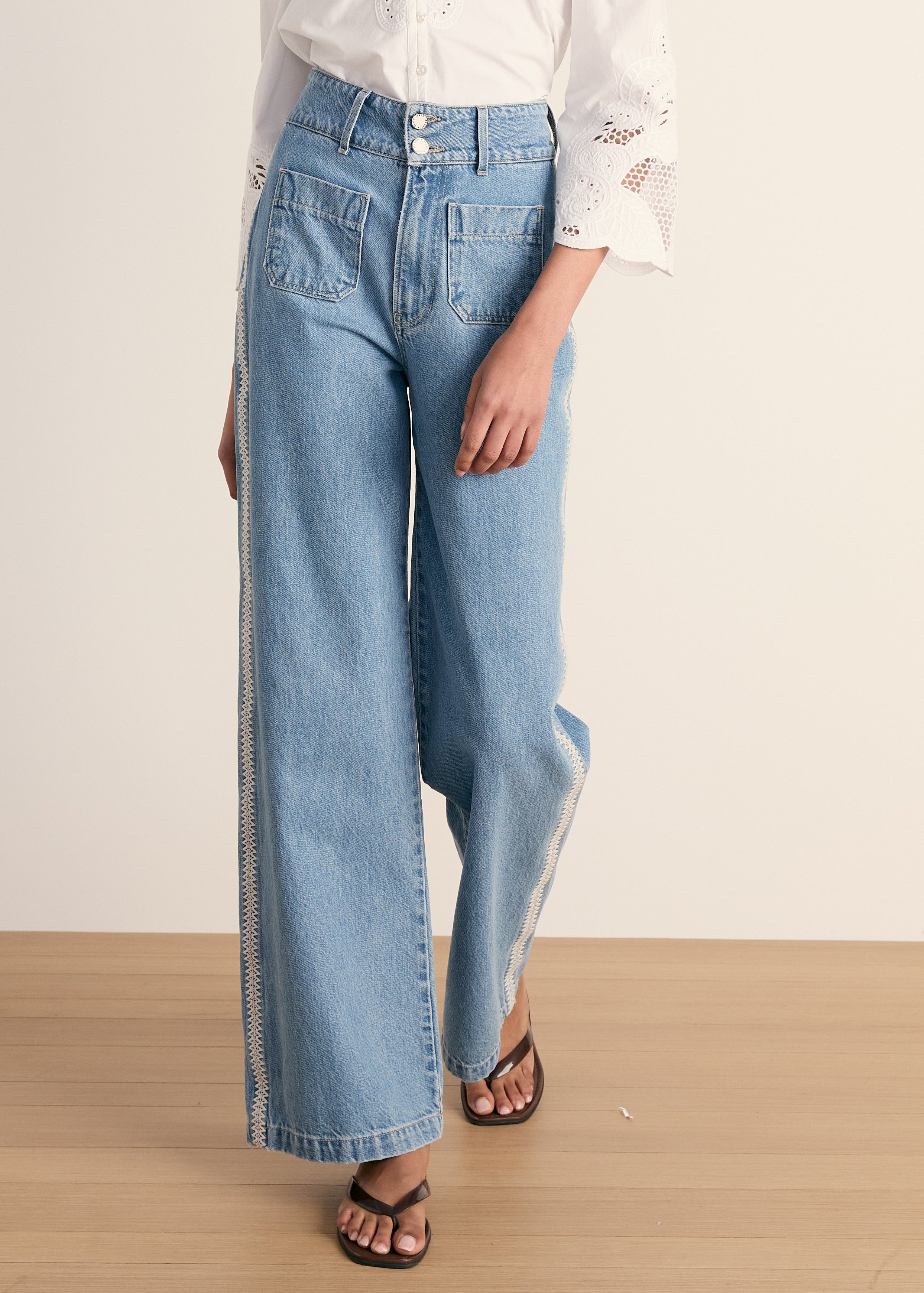 Veronica Beard Taylor High Rise Wide Leg - Halo Blue – Luck Lafayette