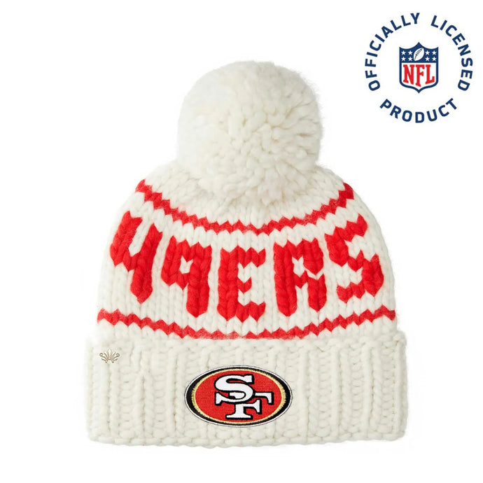 Lele Sadoughi x NFL SF 49ERS White Beanie  - 2 Options