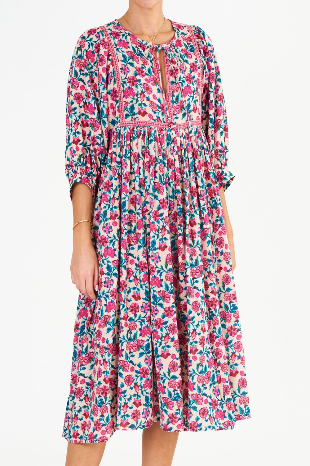 M.A.B.E. Frida Print Gathered Dress - Multi