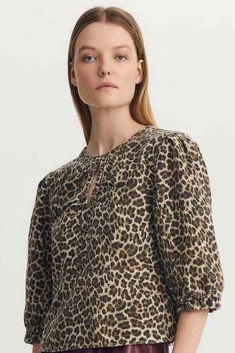 Melissa Nepton Marygold Top - Beige Animal Print