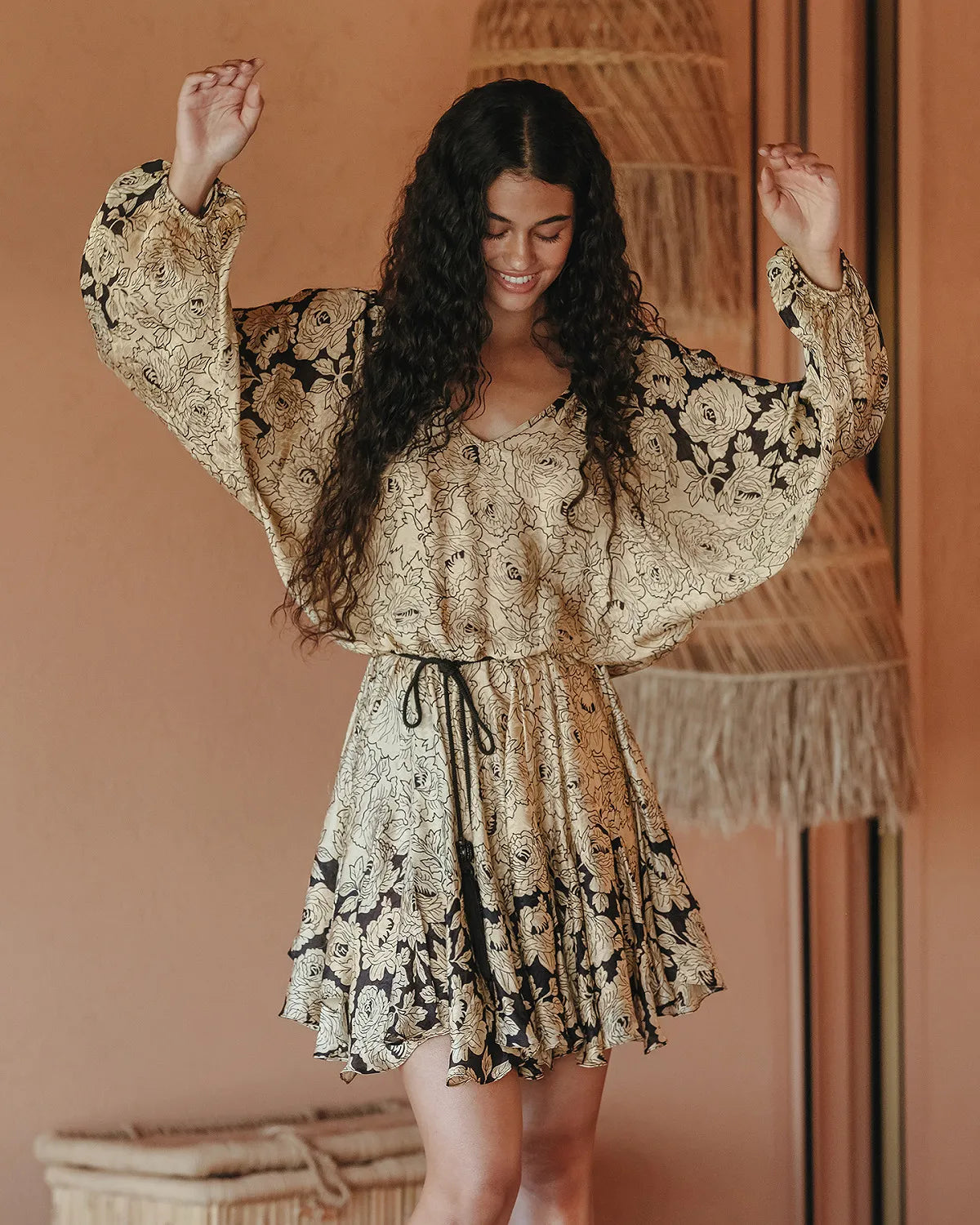 Mes Demoiselles Dress Rose De Damas Black Beige Luck Lafayette