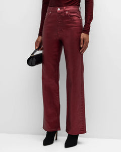 Veronica Beard Crosbie Wide-Leg Jean - Burgundy