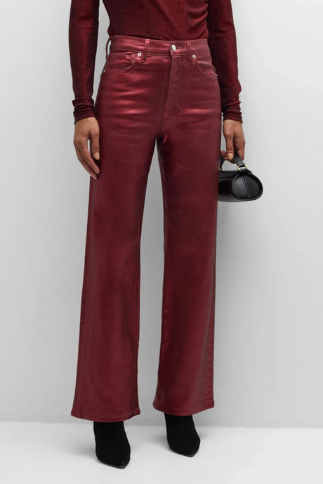 Veronica Beard Crosbie Wide-Leg Jean - Burgundy