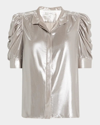 FRAME Gillian Top - Silver Lame