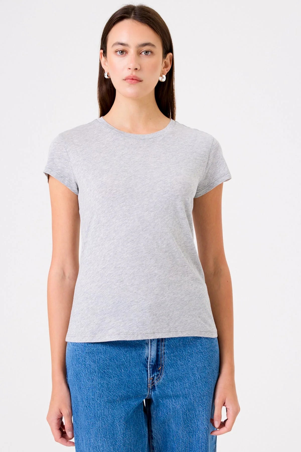 Goldie Organic Short Sleeve Classic Crew - Gray Heather