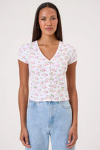 Load image into Gallery viewer, Goldie Petite Fleur Short Sleeve Cardigan - White Floral