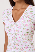 Load image into Gallery viewer, Goldie Petite Fleur Short Sleeve Cardigan - White Floral