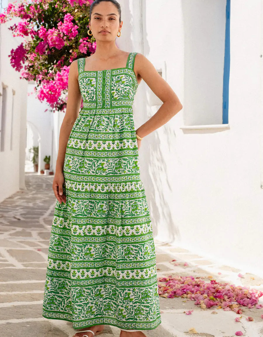 pink city prints green dress Pink City Prints Lucia Dress