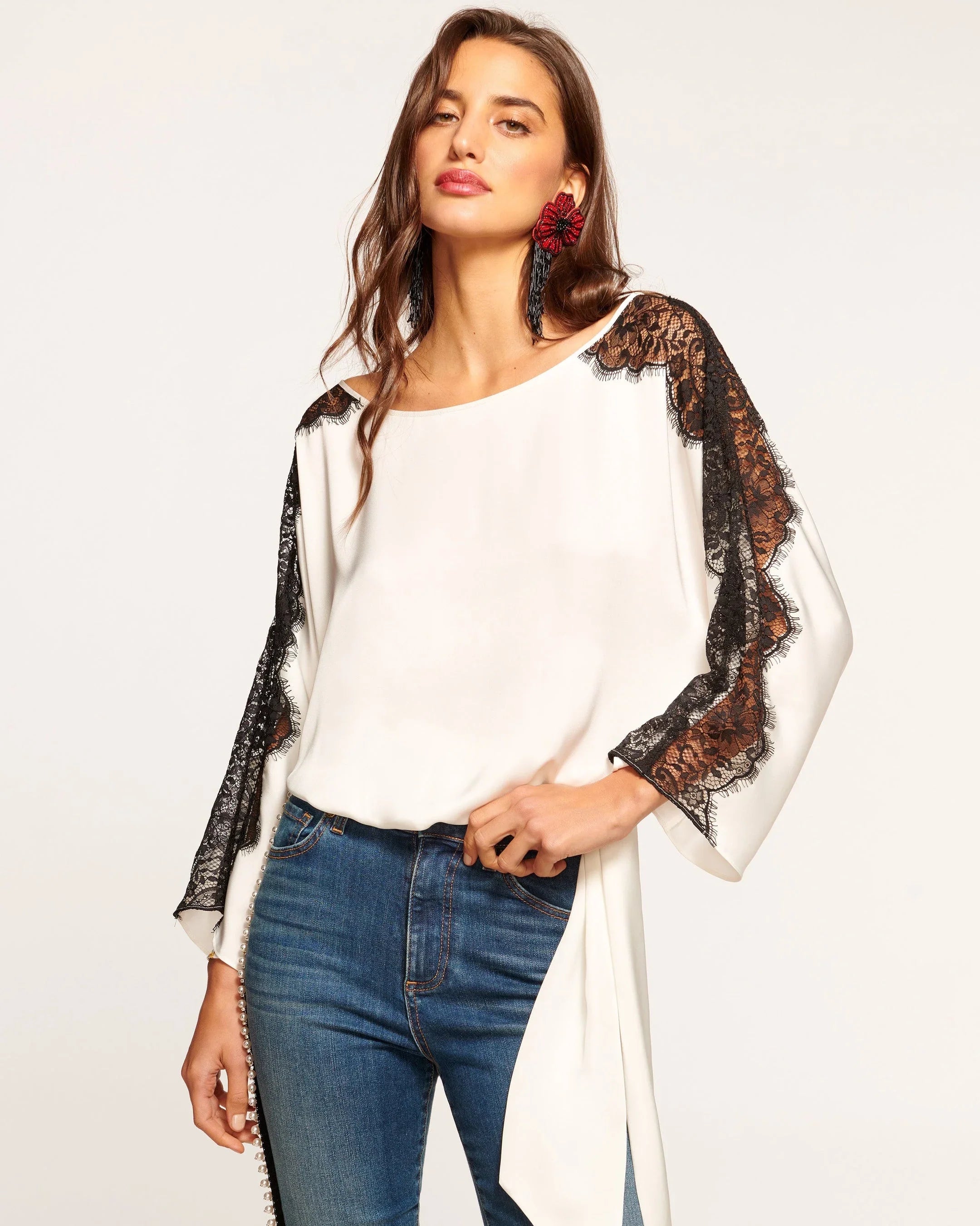 Ramy Brook Alessia Long Sleeve Lace Top - Ivory – Luck Lafayette