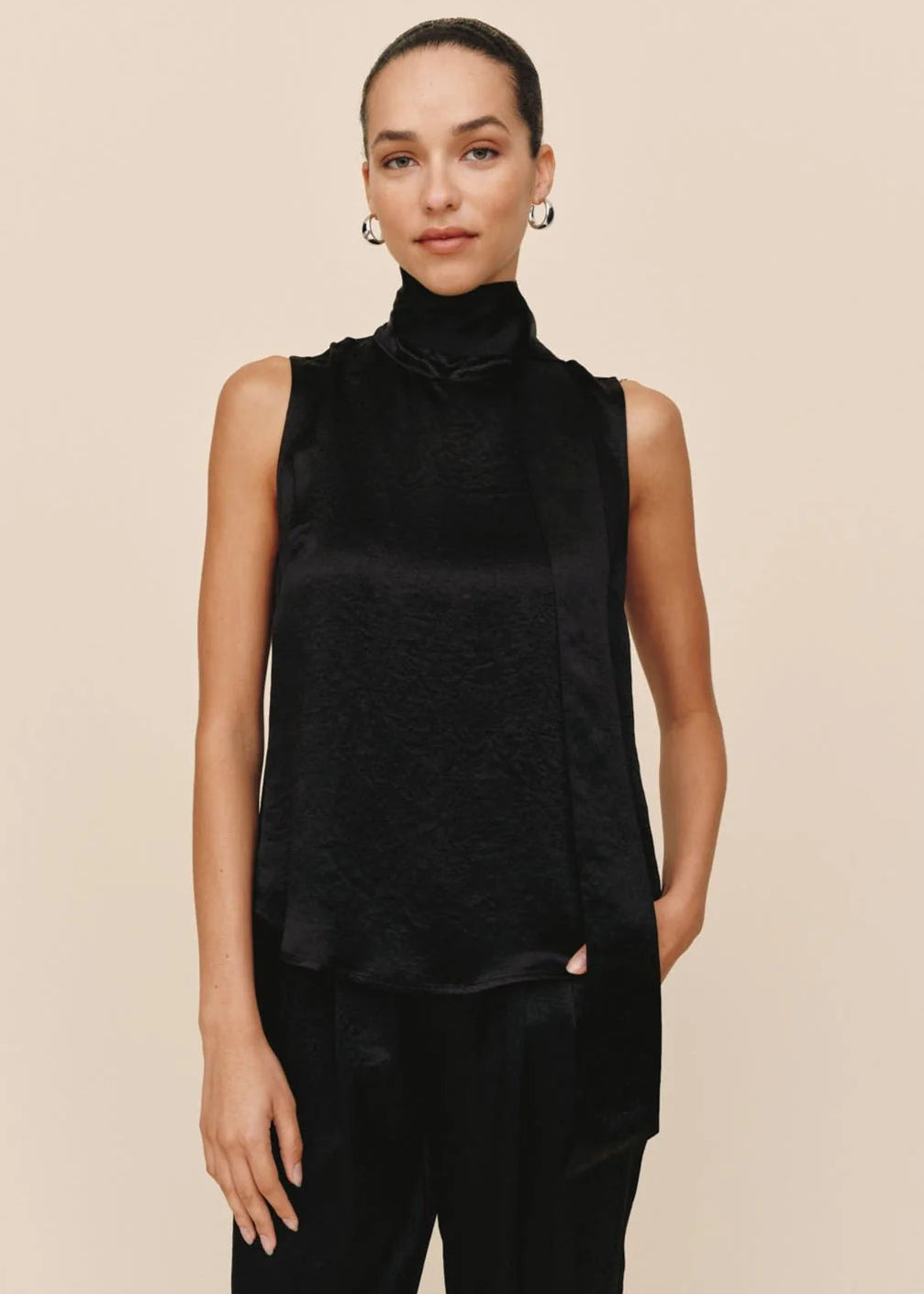 Bella Dahl Scarf Neck Blouse - Black